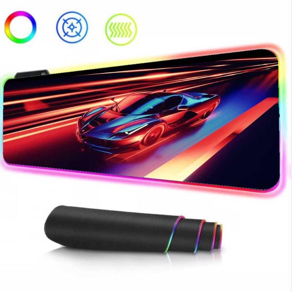 

mouse pads & wrist rests xgz cool 2077 sports car rgb luminous led pad lock edge gamer gaming sliding mousepad xxl computer accessories mat