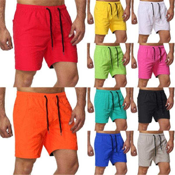 

mens solid colors beach shorts fashion trend breathable quick dry swimwear boxer summer male drawstring loose plus size thin surf short pant