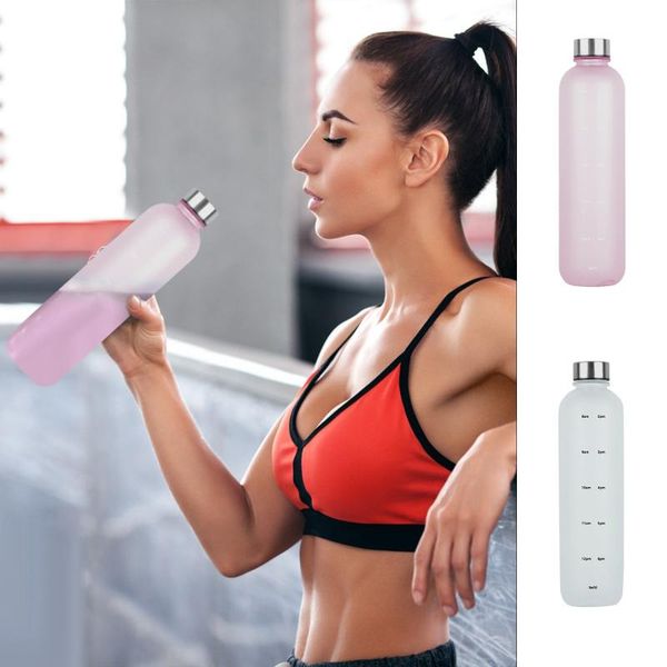 

tools & accessories 4# premium plastic water bottle 1 l with time stamp leakproof outdoor sport leak proof seal school bottles