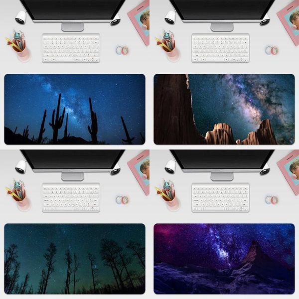 

mouse pads & wrist rests stars starry sky large keyboard cover non-slip rubber base computer carpet desk mat pc game pad