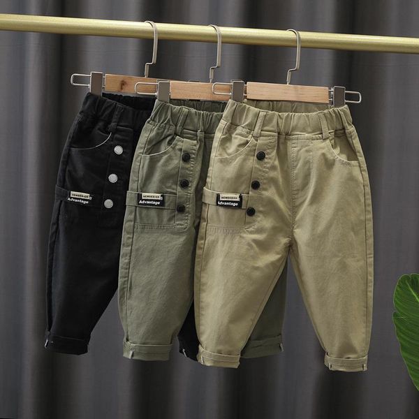 

trousers boy pants kids spring autumn clothes solid children for baby boys size 90-130 toddlers black green biege, Blue