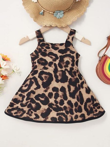 

baby leopard print shirred back cami dress she, Red;yellow