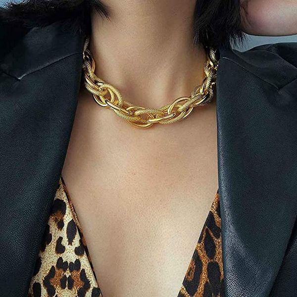 

chokers punk choker necklace gold thick chains beach party night club everyday necklaces jewellery for women and girls, Golden;silver