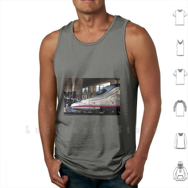 

high speed train in mens tank vest sleeveless ave spain renfe nur nielfa, White;black