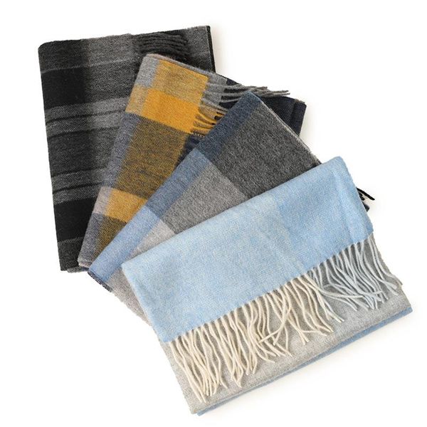 

scarves 2021 cashmere autumn and winter wool plaid women's scarf warm couple scarf,fashionable lovers' money, Blue;gray