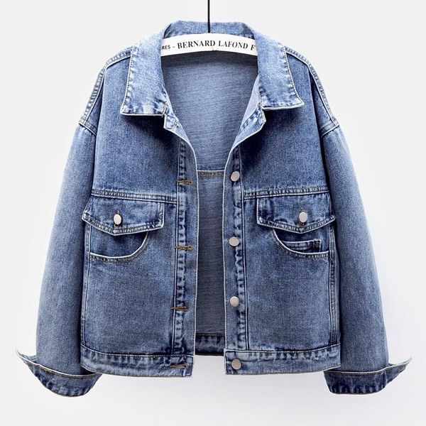 

women's jackets vintage blue black washed women short denim jacket loose casual korean big pocket long sleeve harajuku jeans autumn 202, Black;brown