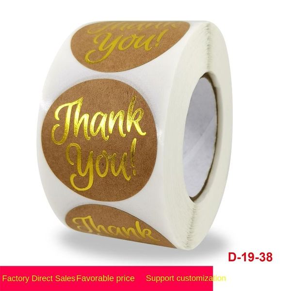 

gift wrap roll up kraft paper stamping thank you sticker label 1.5 in