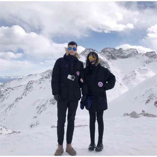 

goose down jacket men's and women's lovers canada 08 expedition medium long warm parker overalls, Black