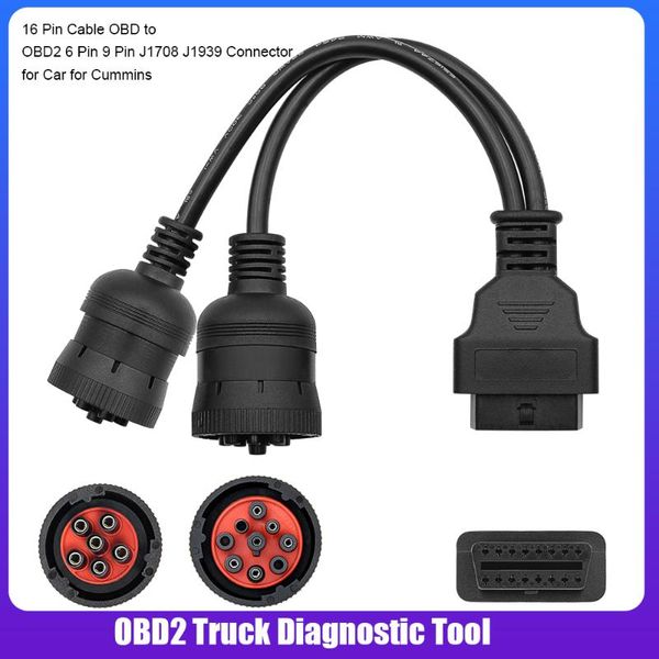 Strumenti diagnostici OBD2 Truck Tool Cavo a 16 pin OBD a 6 9 Connettore J1708 J1939 per auto Cummins Auto