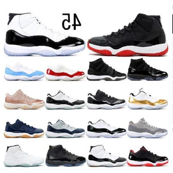 

25th anniversary jumpman 11 mens basketball shoes 72-10 bred low concord unc 11s cap gown men women trainers sports sneakers