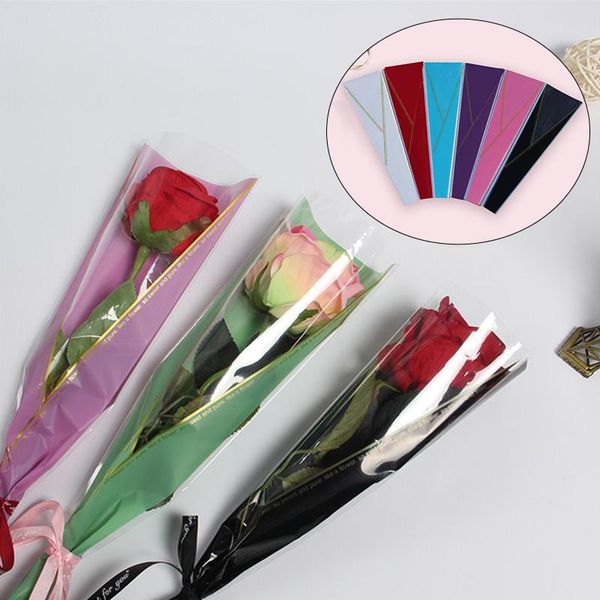 

new 50pcs single flower bags opp bags rose flower gift wedding valentine's day gifts supply packaging bag