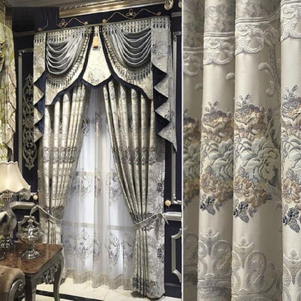 

curtain & drapes european luxury villa 3d jacquard relief blackout curtains for living room royal custom bedroom/kitchen window