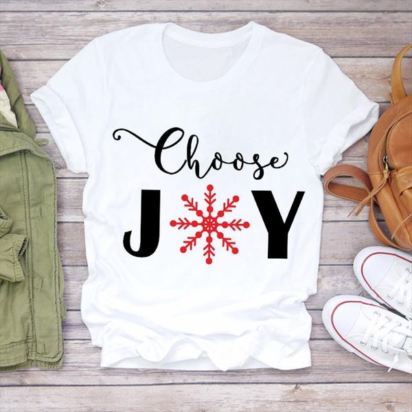 

christmas clothing letter happy womens t shirt time fashion year print ladies graphic female tee, White