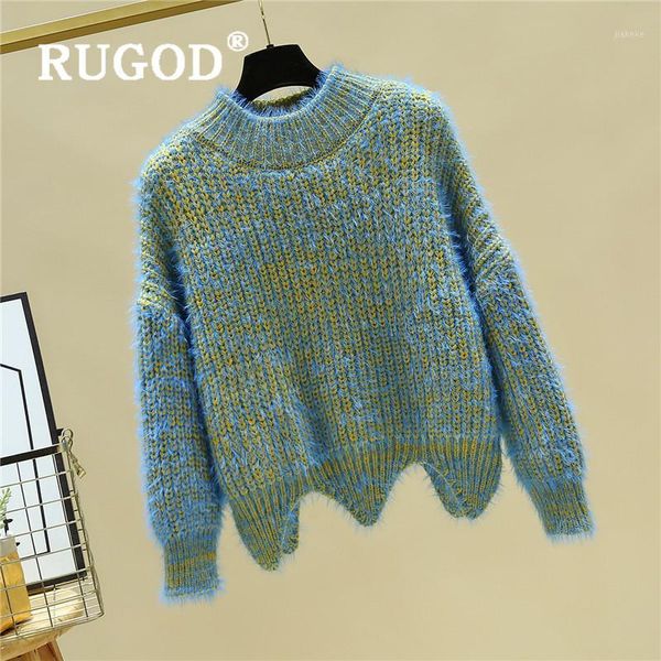 

rugod female sweater pullovers new autumn o neck mohair knitted pull fashionable chic casual loose warm for women 20191, White;black