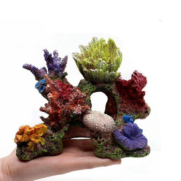 

quarium decoration environments cave living reef fish tank resin coral aquarium