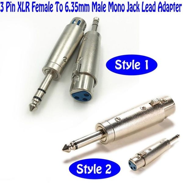 

1pc 3-pin xlr female to 1/4 6.35mm stereo male plug audio cable cord mic adapter high quality
