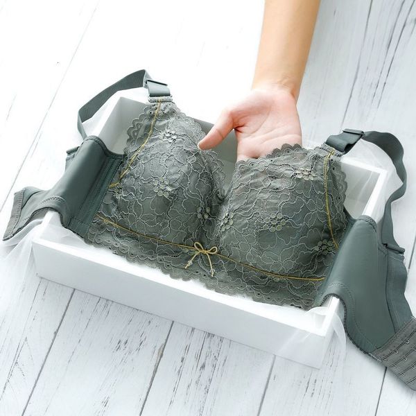 

size underwear large women's chest shows small thin style gathered adjustable bra lace no steel ring, Red;black