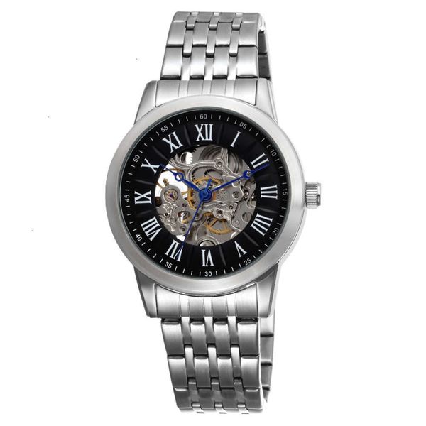 

roman skone men's classic / pattern watch time automatic hollow 3atm waterproof mechanical men's watch, Slivery;brown