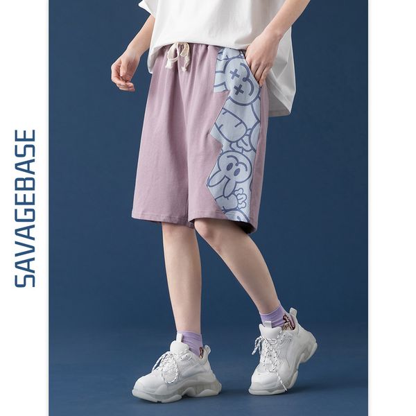 

summer 2021 guochao student loose sports basketball shorts for men, Black