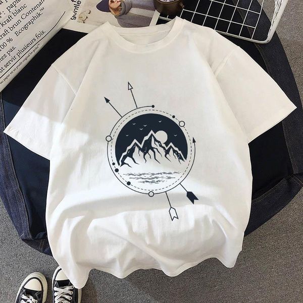 

women's t-shirt summer o-neck white short sleeve harajuku women's black forest printed letter universe faith t-shirt