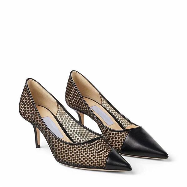 

dress shoes women single air mesh breathable pointed toe genuine leather female shoe high heel sexy, Black