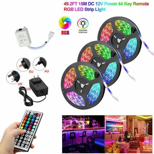 

cuttable led strip light tape diode 3528 rgb light desk screen tv background lighting 5m 10m 15m with remote control home decor