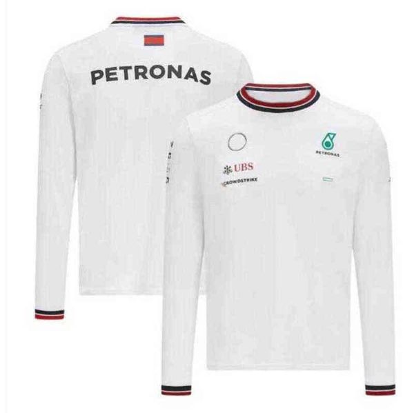 

petronas mercedes amg sweatshirts t shirts f1 formula one racing mens women casual long sleeve t-shirt benz lewis hamilton team work clothes, White;black