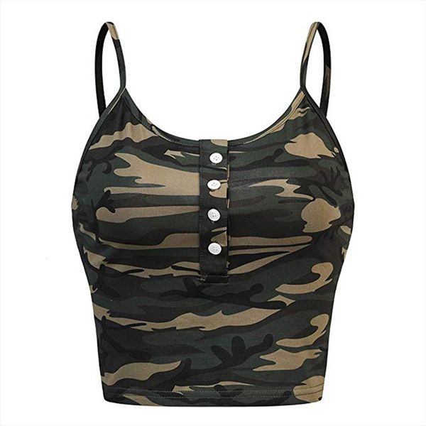 

25 camouflage print vest women tank sleeveless o neck button up casual camisole, White