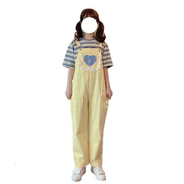 

women's pants & capris harajuku kawaii casual suspender girls rabbit cartoon plaid lace wide leg overalls women pink loose cute ca, Black;white