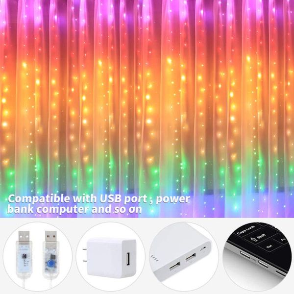 

curtain & drapes rainbow led string light fairy strings christmas wedding party decor 3mx3m 3mx2m 8 modes waterproof romantic