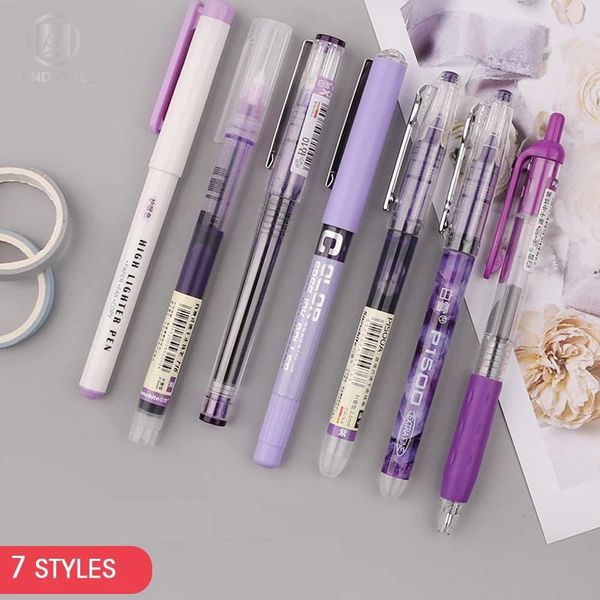 

gel pens 7pcs colorful liquid roller pen 0.5mm 5colors straight ink rollerball fine point smooth for school office stationary