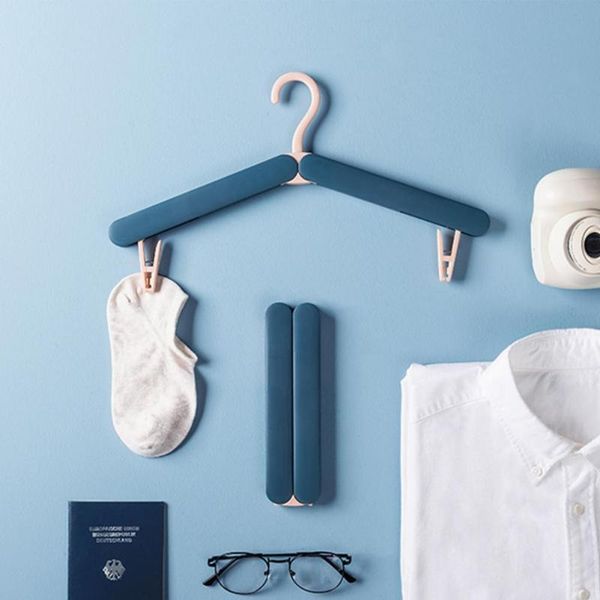 

hangers & racks clothes hanger portable lightweight foldable travel folding hook with clip for household durable drying rack 2021
