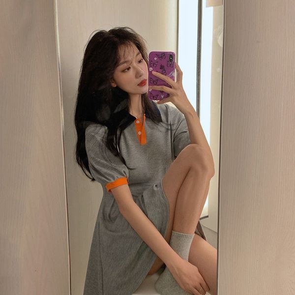

dressed in girl's polo] spring 2021 new design gola short sleeve sewing base polo dress for woman mxfa, Black;gray