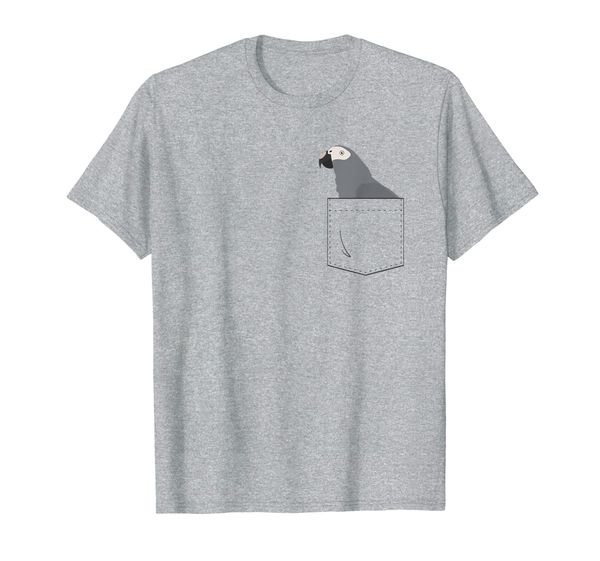 

timneh african grey parrot, fake pocket t-shirt, White;black