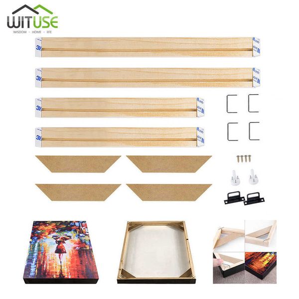 Kit cornice per barre in legno fai da te per tela di tela pittura Art Barella Strip Gallery Wrap per Bar Pittura ad olio Parete Art Multiple Taglie 210611