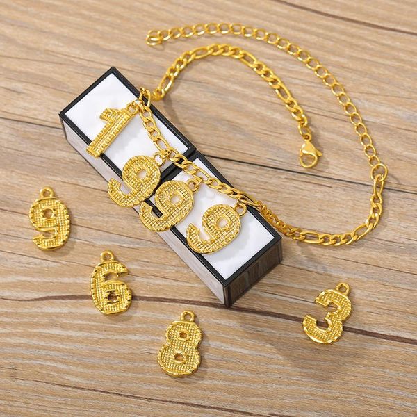 

anklets custom digital jewelry english number anklet stainless steel fashion birth year foot chains women mom friendship gift, Red;blue