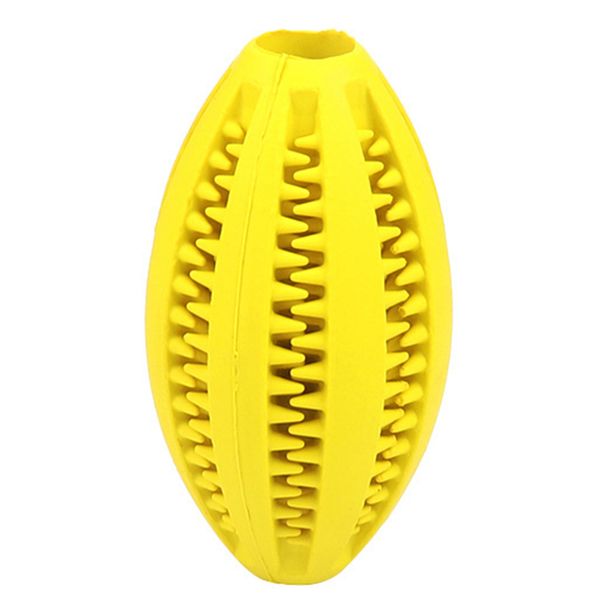 

Dog Chew Toy Ball Teeth Cleaning Food Dispending Chewing Training Playing Bite Resistant Natural Rubber Rugby Shape Teeth Groove Ball