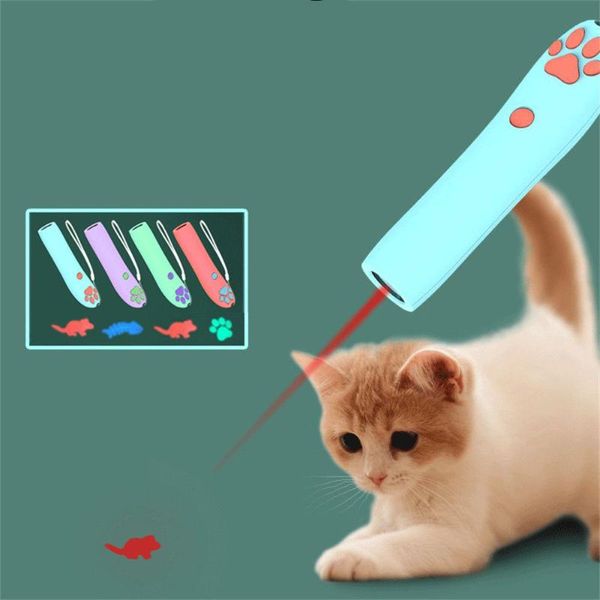 Kedi Oyuncaklar Parlak Gölge Projeksiyon Kalem Kızılötesi LED Oyuncak Yavru Pointer Işık Lazer Komik Stick