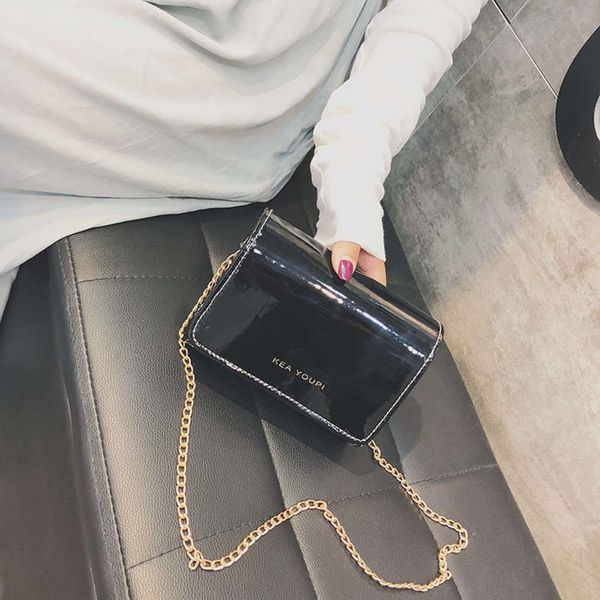 

hbp fashion mini women's 2021 new korean patent leather bright surface messenger versatile chain small square bag original single shoul