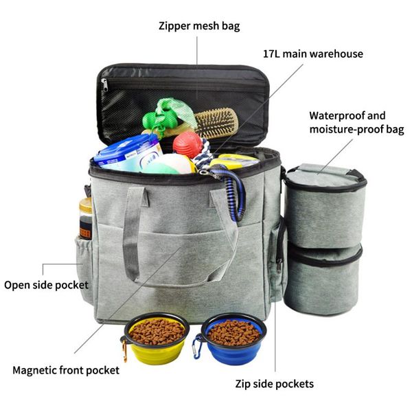 

dog bowls & feeders multi-function training bag portable pet outdoor treat bags food holder adjustable waist belt garbage folding bowl kit