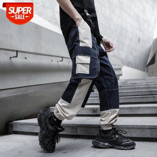 

2020 NEW Linellae Street Color Spliced Fashion Mens Joggers Sweatpants Hip Hop Printed Casual Pencil Trousers Streetwear #Oi7D, Black
