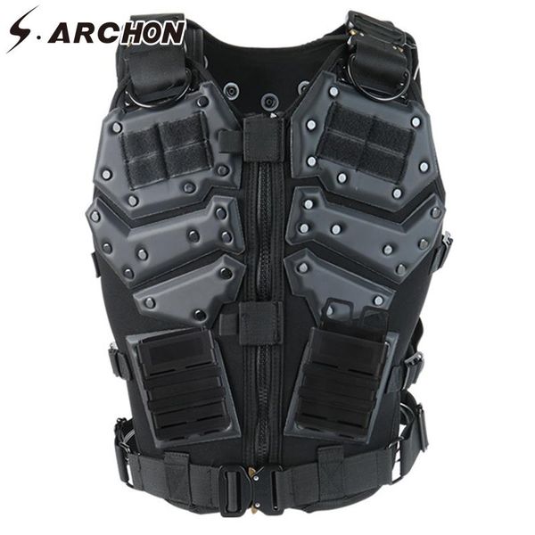 

men's vests s.archo military tactical vest molle outdoor hunting combat field assault plate carrier cs clothing, Black;white