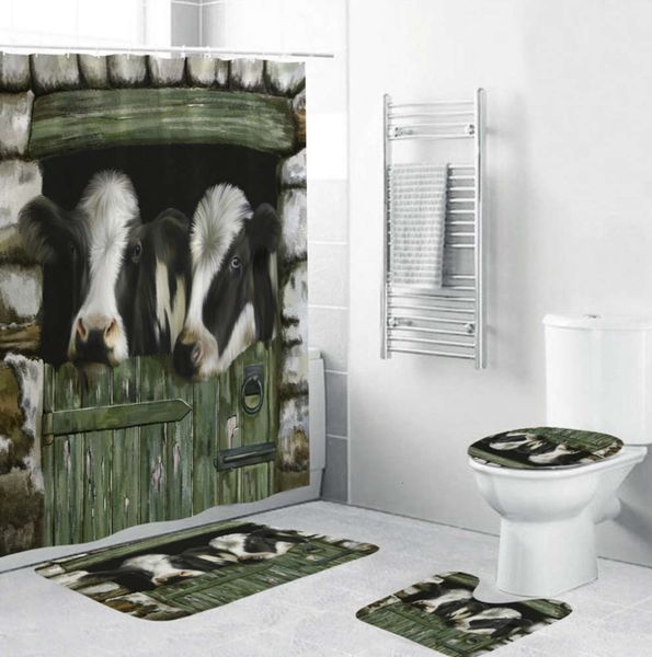 

nordic cow head shower curtain bath account no punching bathroom partition curtain bathroom hanging curtain three or four sets