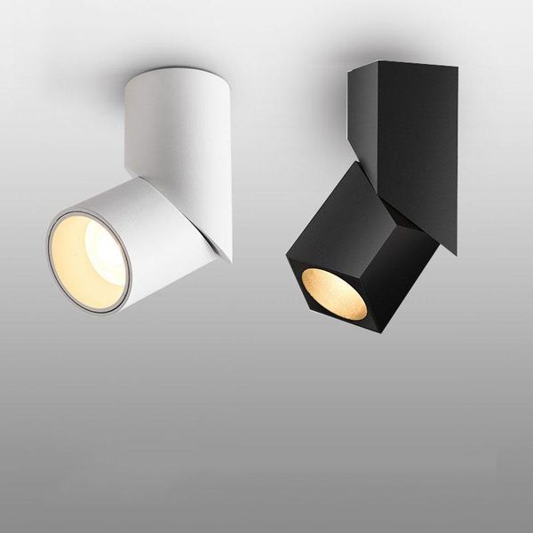 

black white dimmable led ceiling light adjustable spot light 10w cylinder/square background wall lighting painter porch corridor