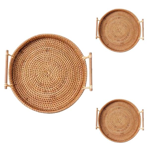 

storage baskets rattan picnic basket hand-woven fruit tray snack bread