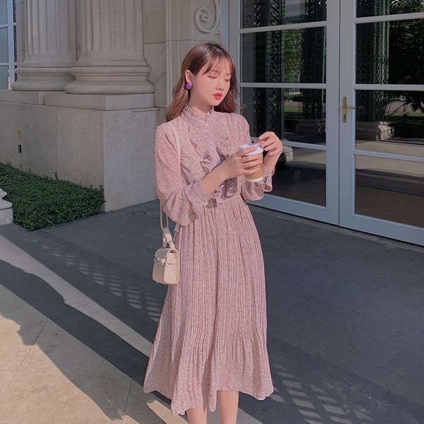 

spring 2021 chiffon floral dress for french first love, Black;gray