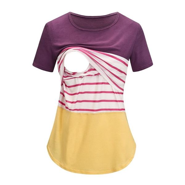 

maternity & tees clothes women summer casual stripe short sleeve pregnancy mama shirt breastfeeding pregnant t-shirt home, White