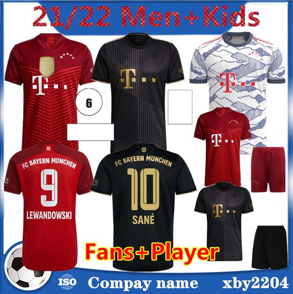 

21 22 fc bayern munich soccer jerseys lewandowski sane 2021 2022 fans player version musiala muller davies football shirt men kids kit quali, Black;yellow