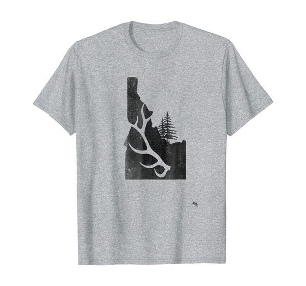 

idaho elk hunter t-shirt with antler shed, White;black