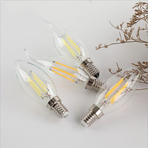 

bulbs 10pcs e27 e14 retro edison led filament bulb ac220v c35 glass shell 4w 6w vintage candle light chandelier for home decor